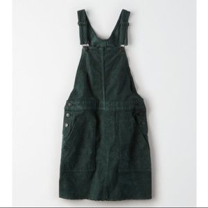 AE Corduroy Overall Dress Small deep forest green